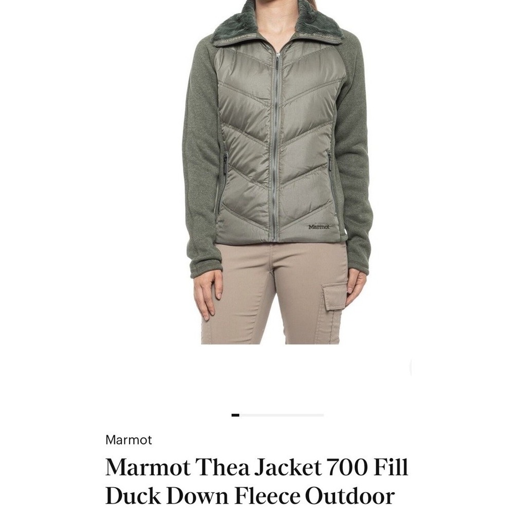 Marmot Jacket Women Medium Thea 700 Fill Down Insulated Full Zip Black Gray